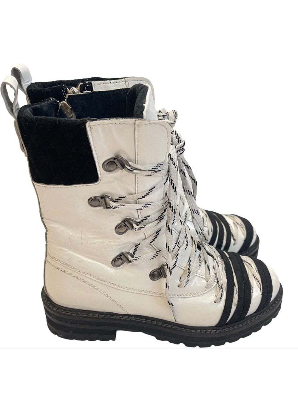 Anthropologie Free People Stompy Women's Size 5 White Lace-Up Moto Combat Boots